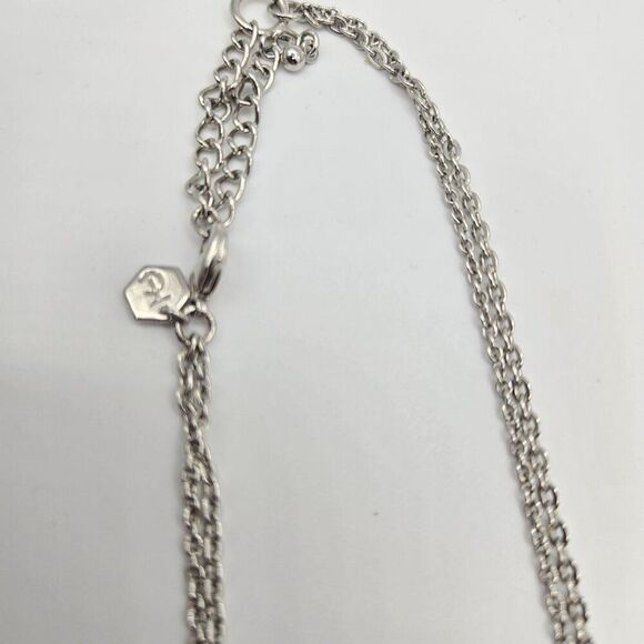 TCS Touchstone Crystal Swarovski Silver Gold Tone Double Chain Necklace - Picture 5 of 5